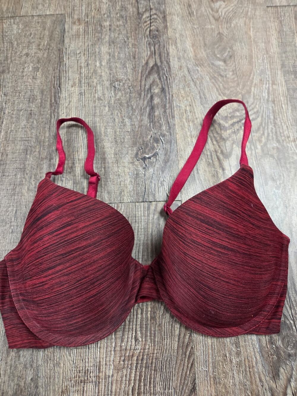 Victoria's Secret Uplift Semi Demi Padded Underwire 32DD Bra Dark Red Heather